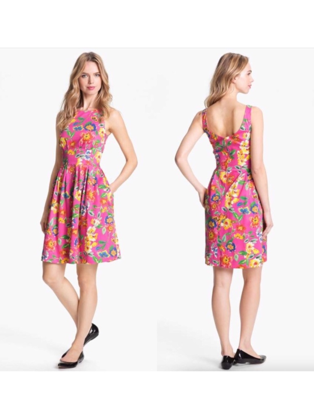 Kate Spade Sonja Pink Floral Pleated Dress Women’s Size 8